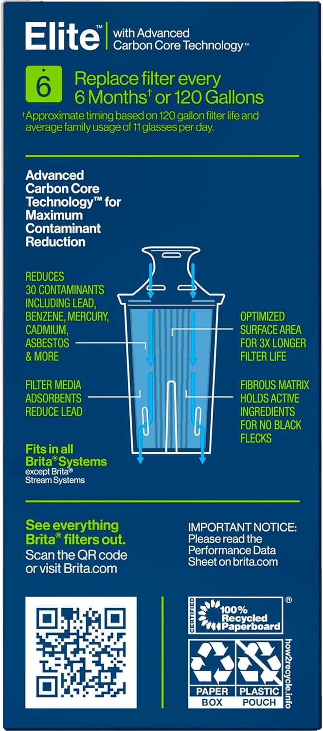 Brita Elite Water Filter – Lead-Safe Drinking Water for Older Homes with Aging Plumbing, NSF Certified 99% Lead Removal