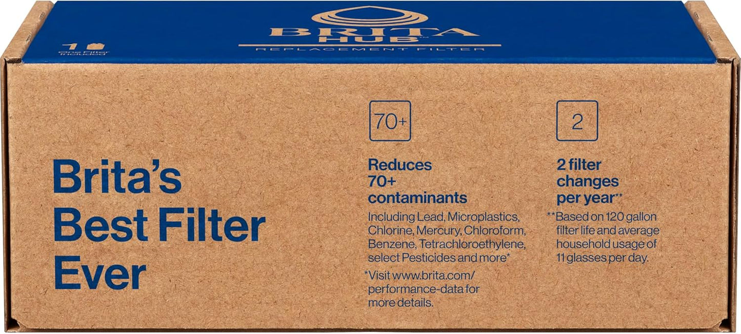 Brita Hub Replacement Water Filter – Eco-Friendly Filter Replacing 900 Plastic Bottles, 120-Gallon Lifespan