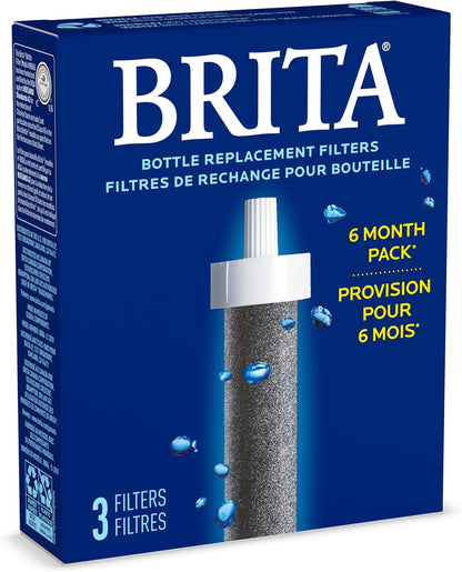 Brita Water Bottle Replacement Filters – Daily Hydration for Yoga and Gym Sessions, 3 BPA-Free Refill Cartridges