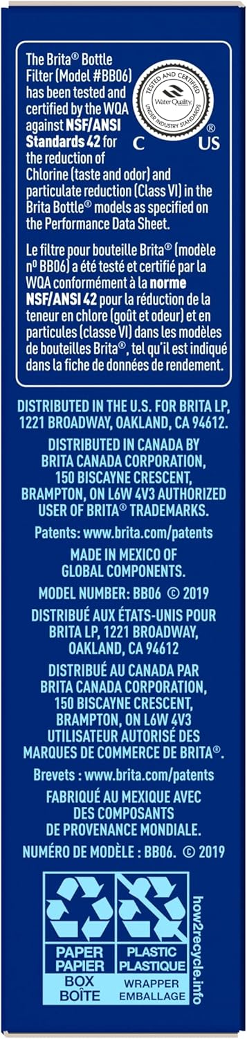 Brita Water Bottle Replacement Filters – Daily Hydration for Yoga and Gym Sessions, 3 BPA-Free Refill Cartridges
