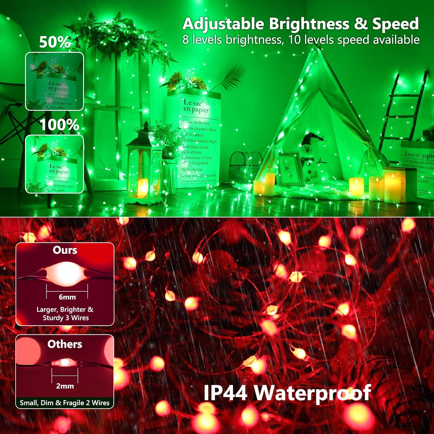 BrizLabs Minimalist Fairy Lights Silver Wire – 66ft Single Strand RGB Lights for Clean Scandinavian Bedroom Aesthetic
