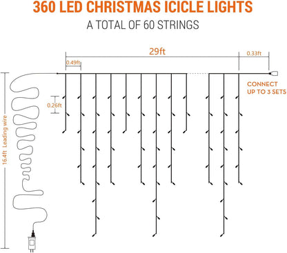 Brizled Color Changing Icicle Lights – Understated Warm White Decor, Clean Single-Mode Aesthetic String