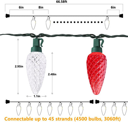 Brizled Cool-to-Touch C9 LED Lights for Kids Bedroom and Nursery, 66FT Safe Holiday String