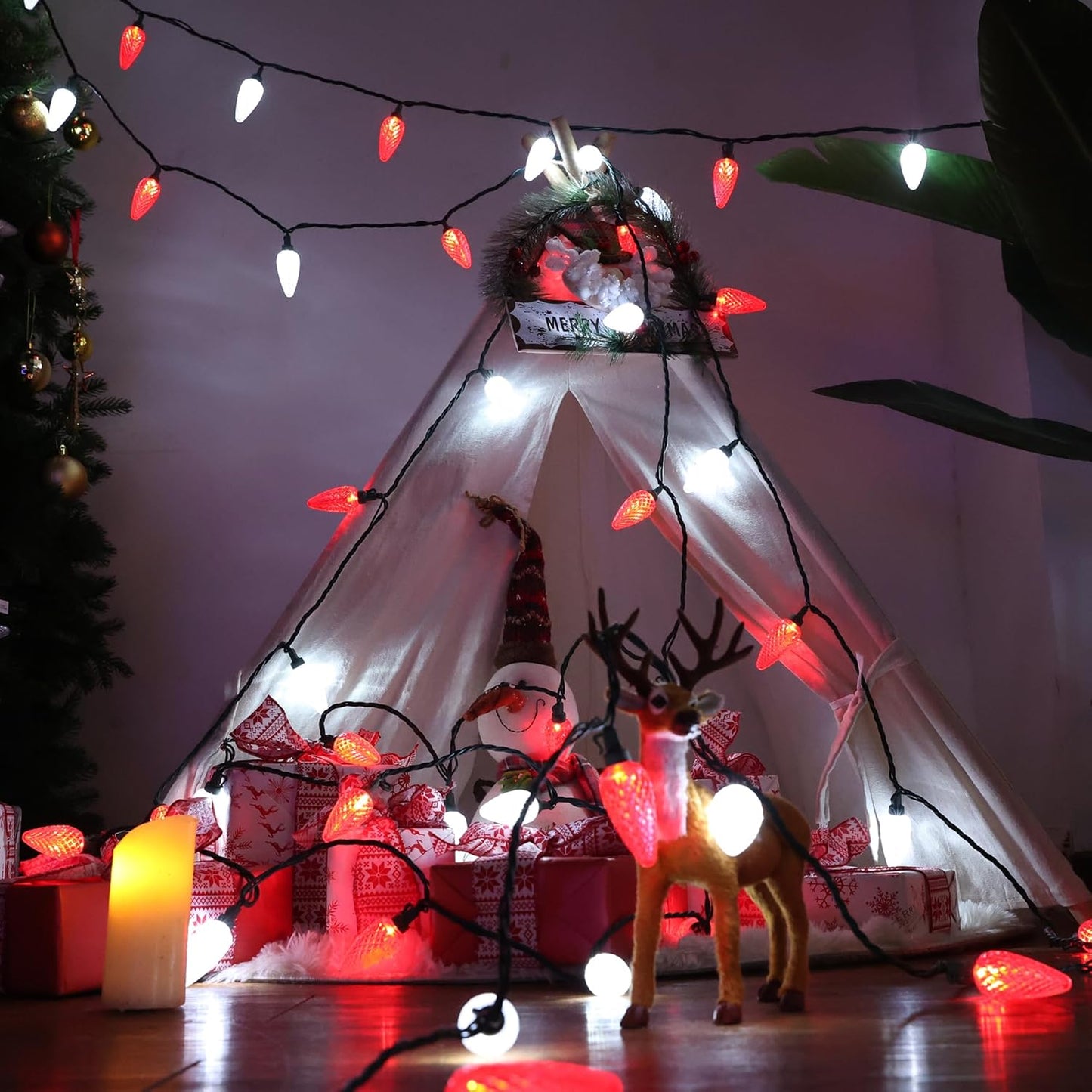 Brizled Faceted C9 Christmas String Lights – Thoughtful Holiday Gift for Parents and New Homeowners