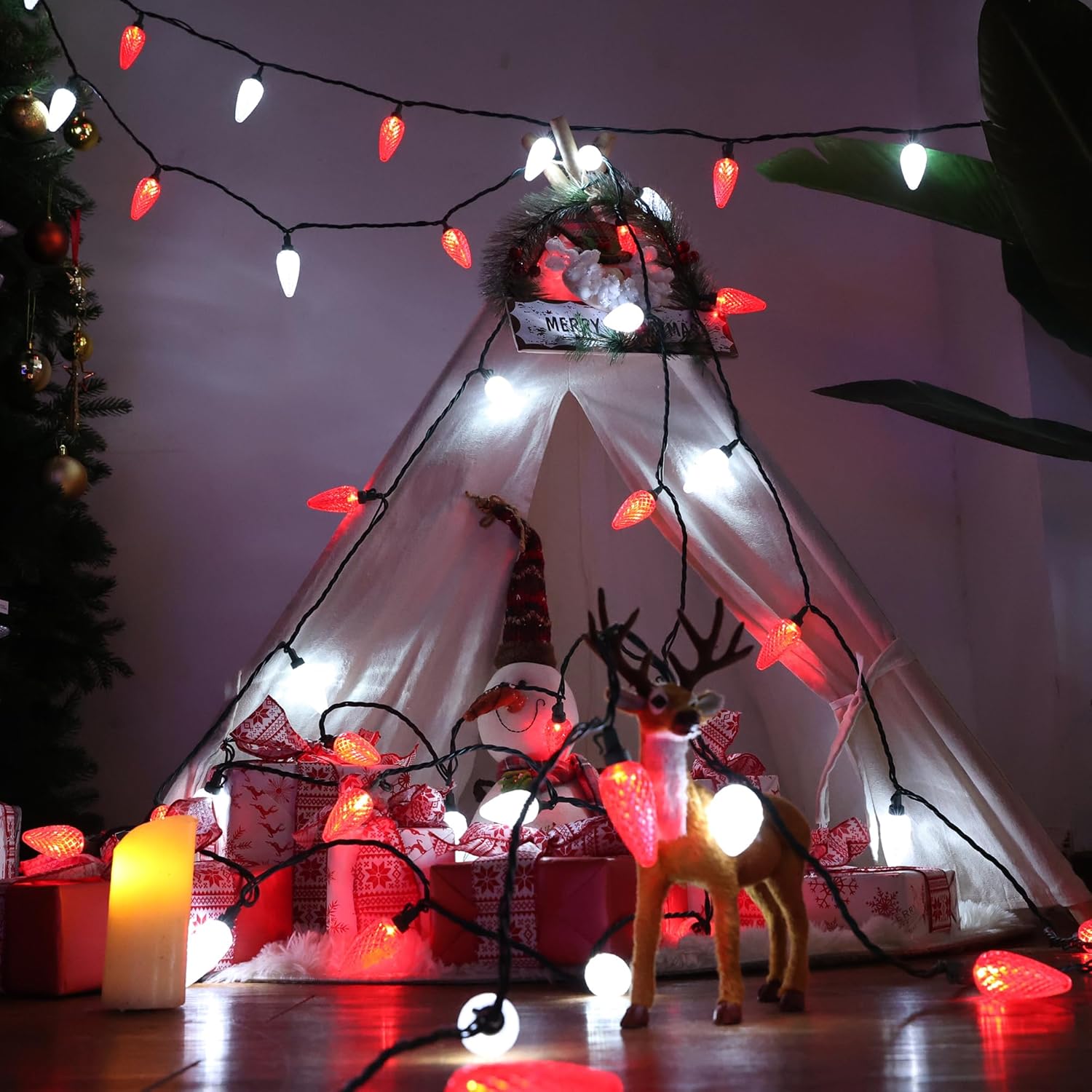Brizled Faceted C9 Christmas String Lights – Thoughtful Holiday Gift for Parents and New Homeowners