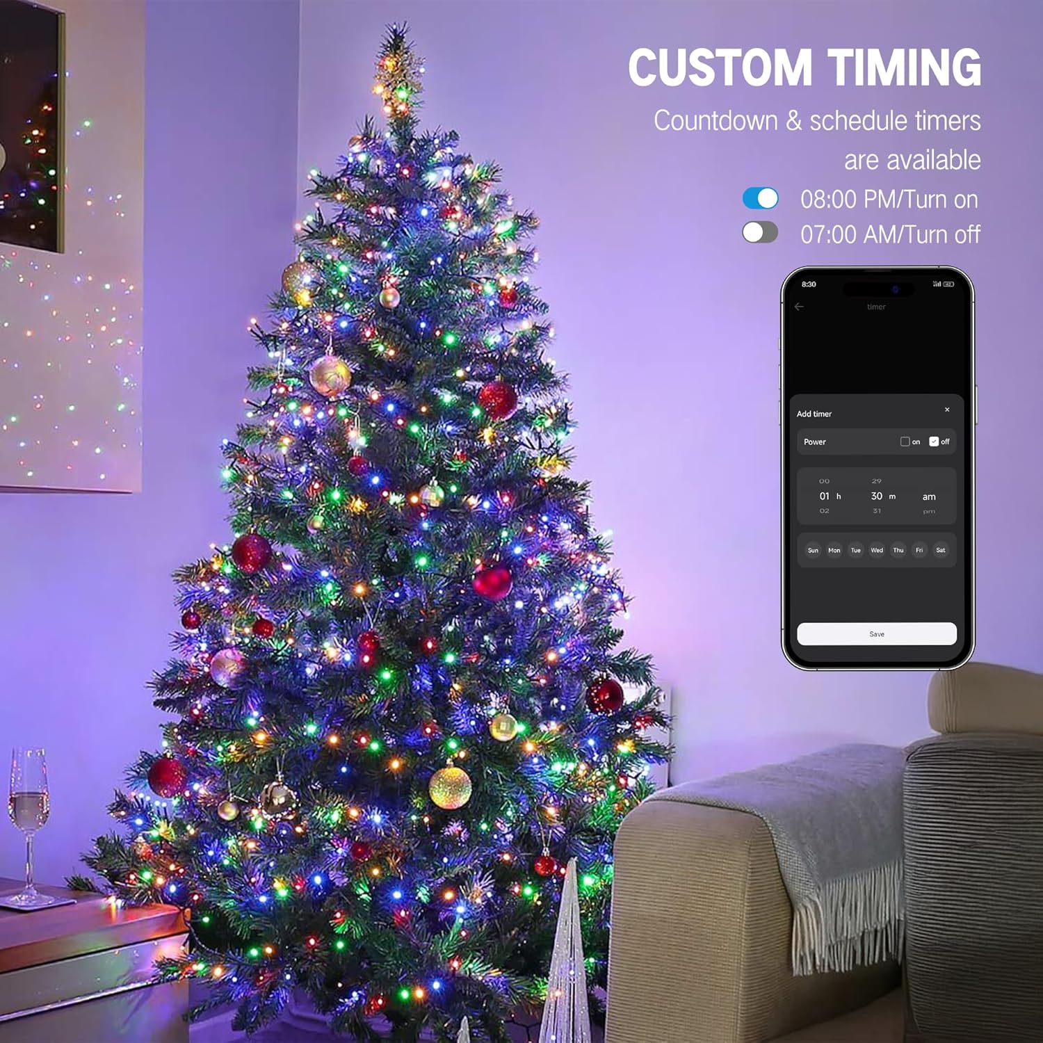 Brizled Smart Christmas Lights – Cool-to-Touch, No-Flame Holiday String Lights for Worry-Free Family Rooms