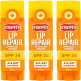 O'Keeffe's Lip Repair SPF 35 Stick – Nightly Bedside Ritual for Cracked, Dry Lips, 3-Pack