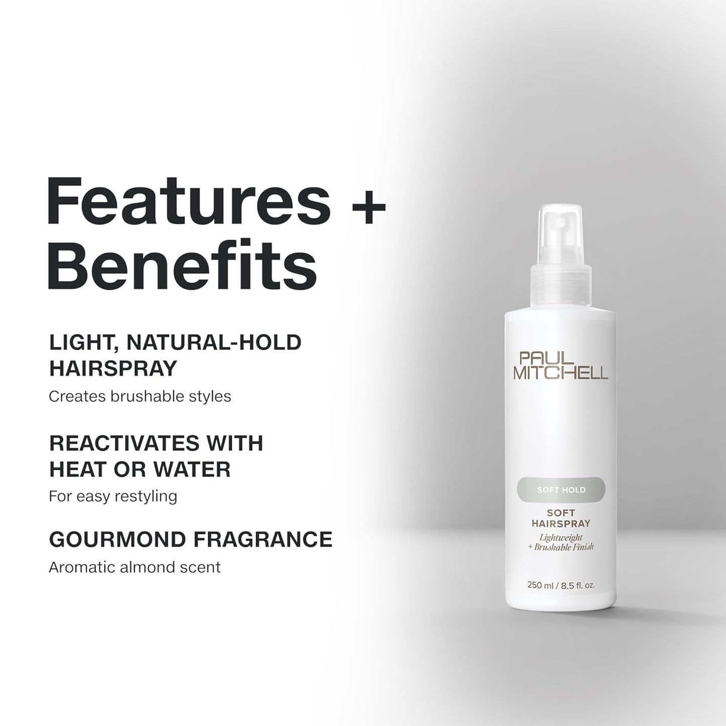 brushable, flake-free finish suitable for all hair types