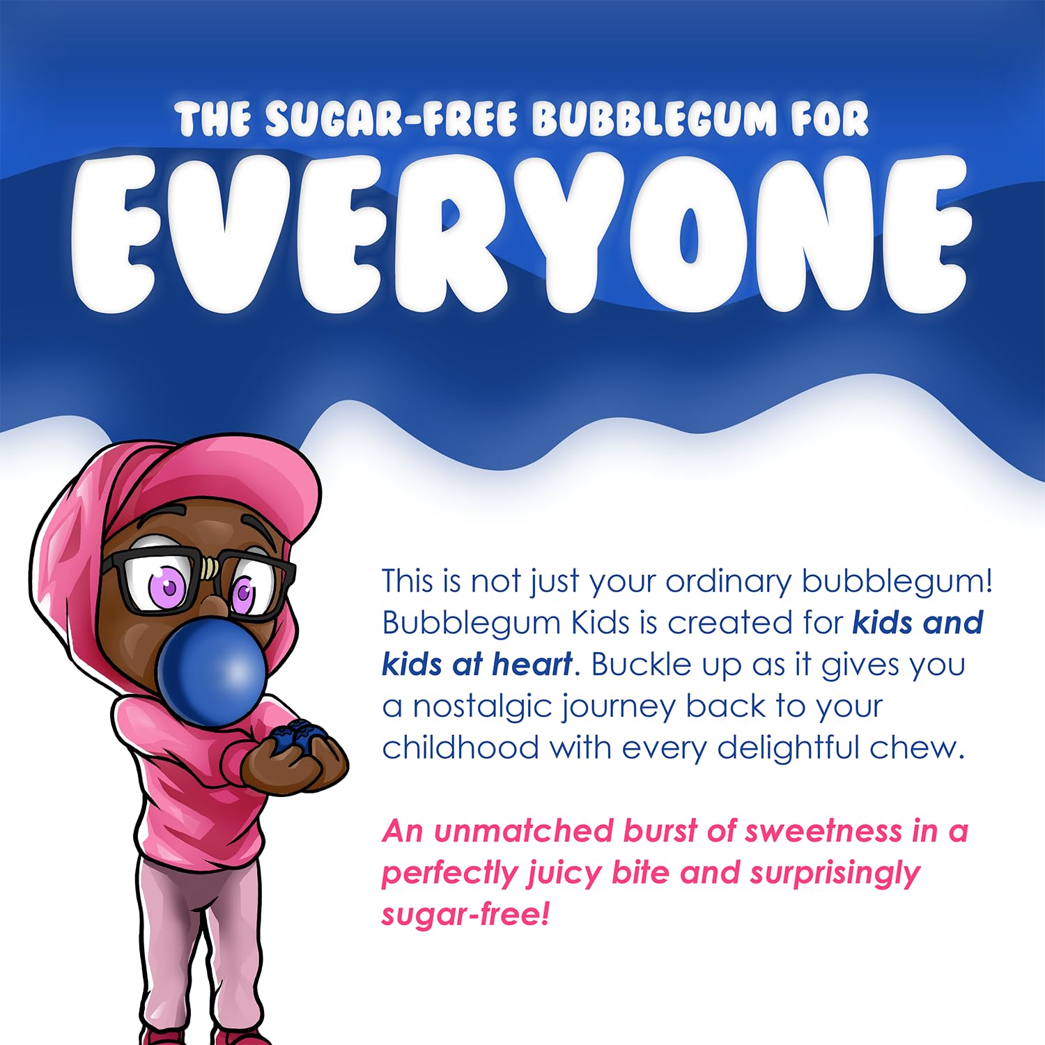 Bubblegum Kids Sugar Free Gum – Lunchbox-Safe Chewing Gum for Children, 55-Piece Parent-Approved Pack