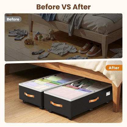 Budding Joy Under Bed Storage Bin – Stylish Bedroom Decor Organizer in Black, Beige, Grey