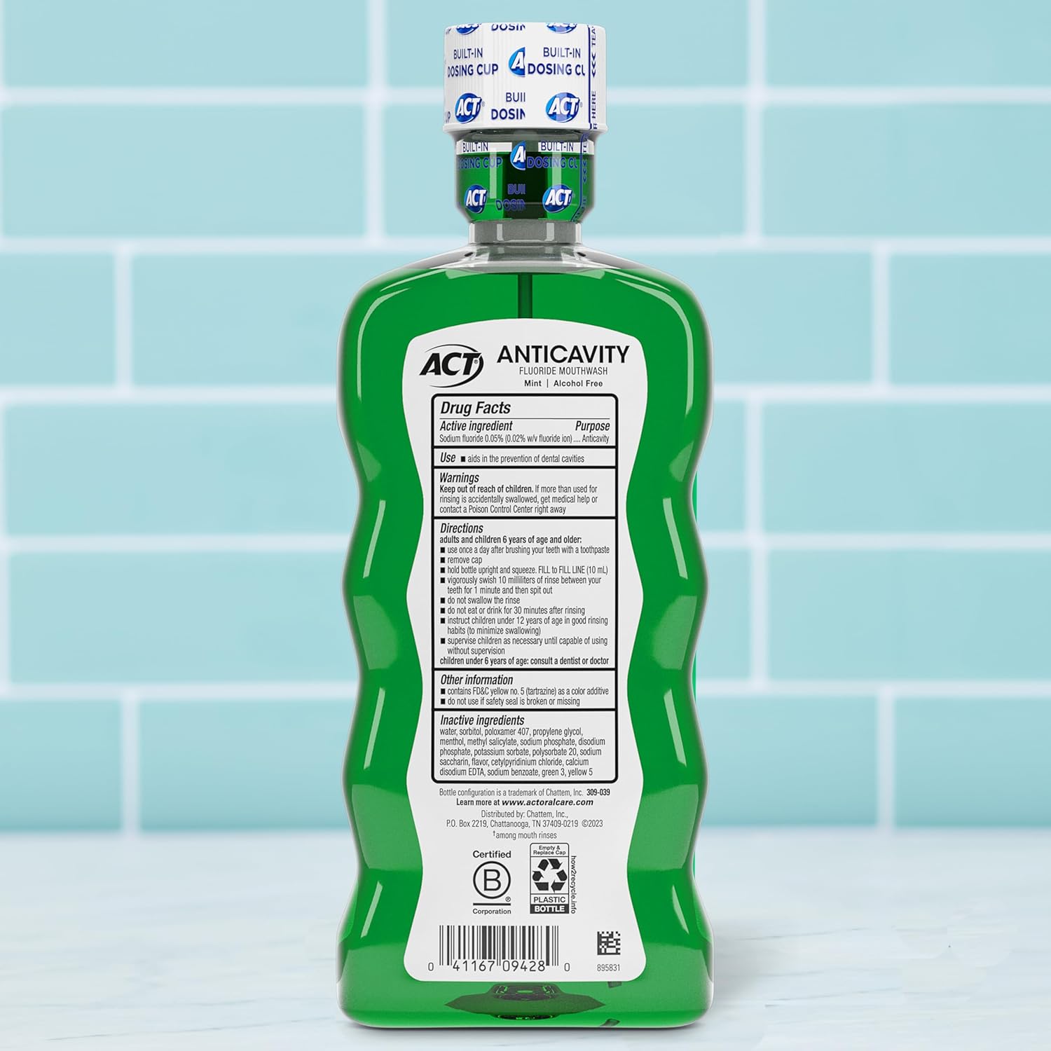 built-in accurate dosing cap on each bottle for measured, spill-resistant use