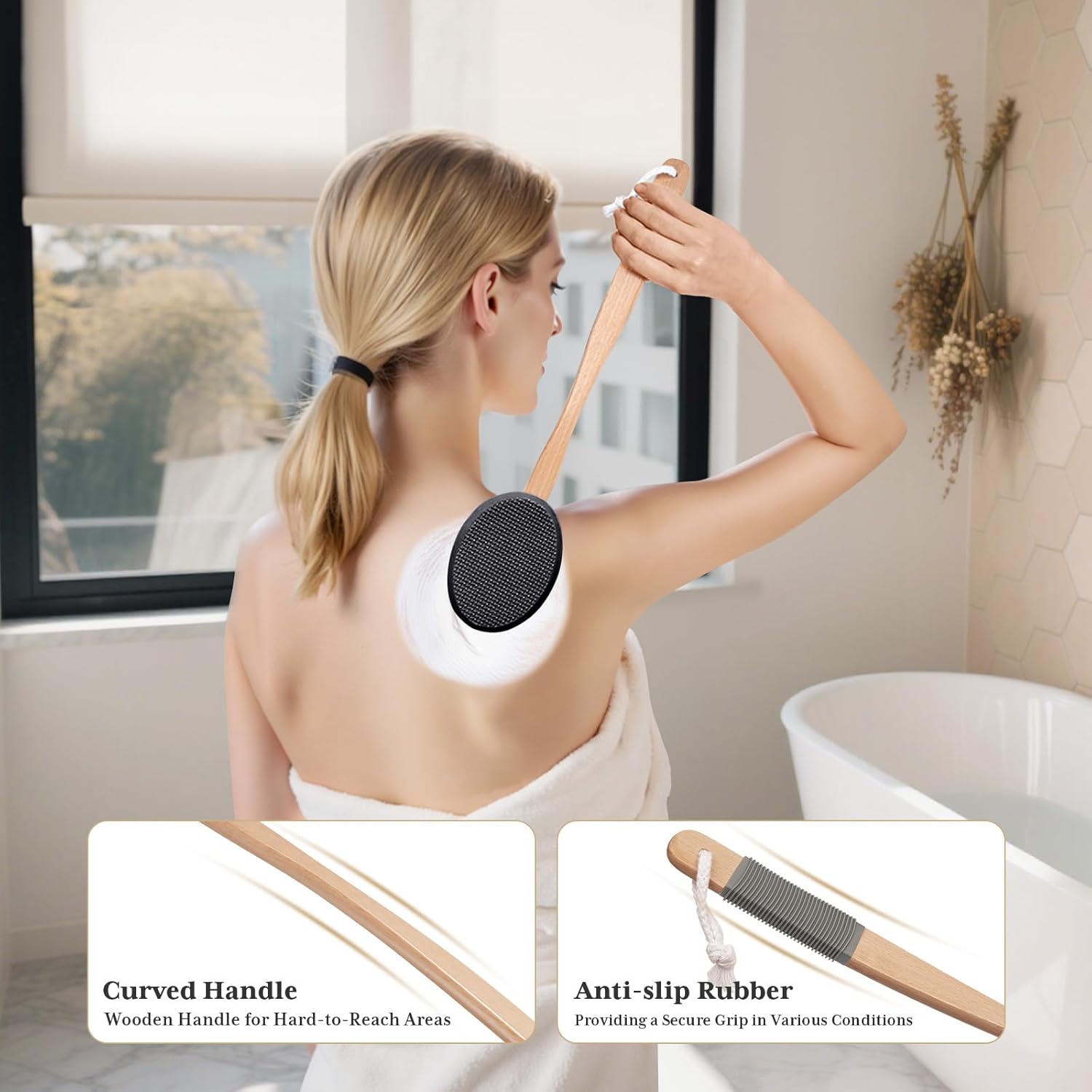 built-in lanyard for rinse-and-hang drying after each use