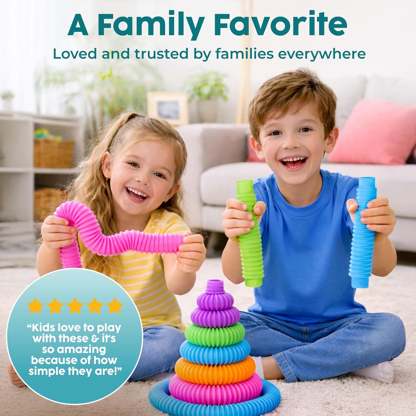 BUNMO Pop Tubes – Calming Sensory Fidget Tool for Kids Who Need Tactile Input and Focus