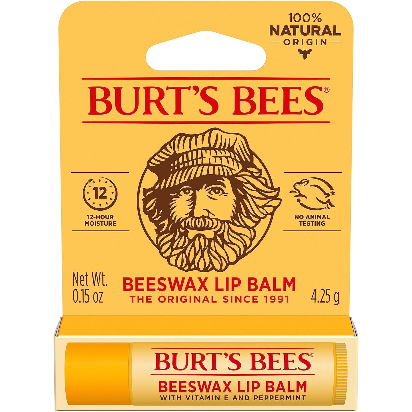 Burt's Bees 100% Natural Lip Balm – Patio and Picnic Lip Care, Pocket-Size 0.15 Oz Tube