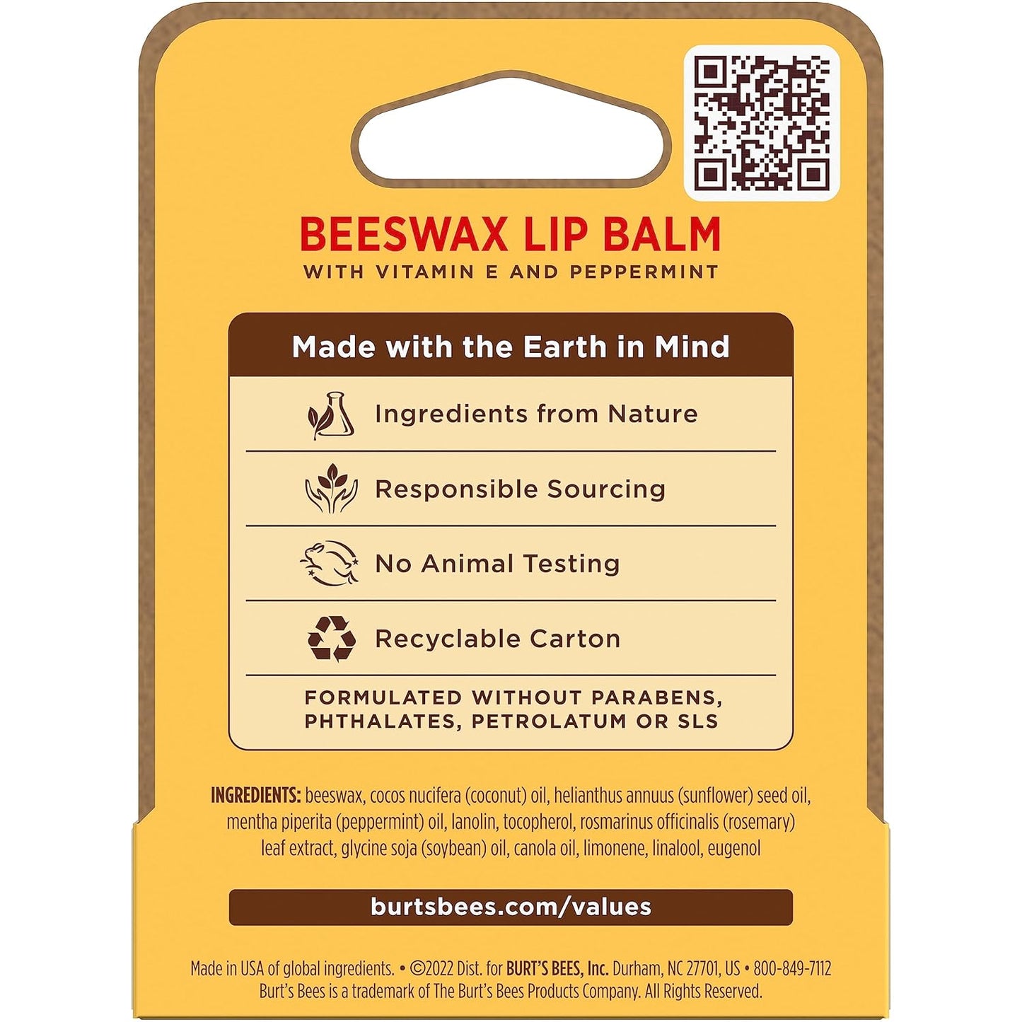 Burt's Bees 100% Natural Lip Balm – Patio and Picnic Lip Care, Pocket-Size 0.15 Oz Tube