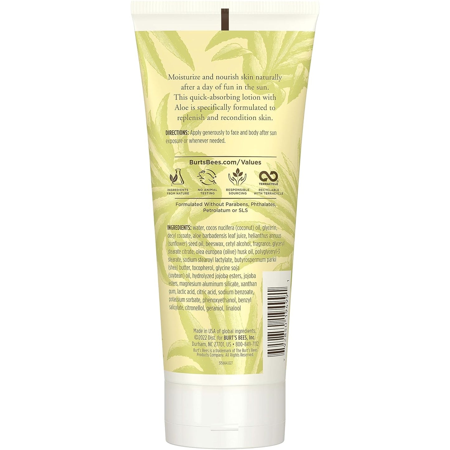 Burt's Bees After Sun Lotion with Aloe Vera & Coconut Oil - Travel-Sized Sunburn Relief for Hiking and Camping Trips