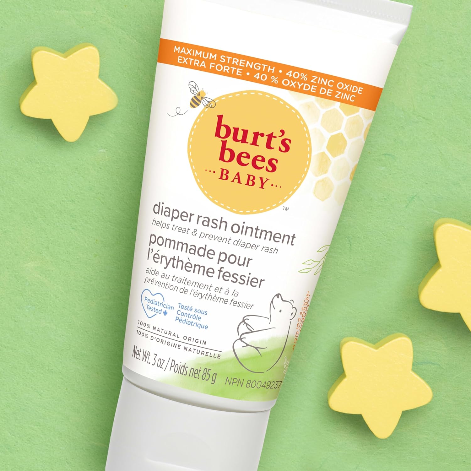 Burt's Bees Baby Diaper Rash Ointment – Maximum Strength 40% Zinc Oxide for Sensitive Newborn Skin