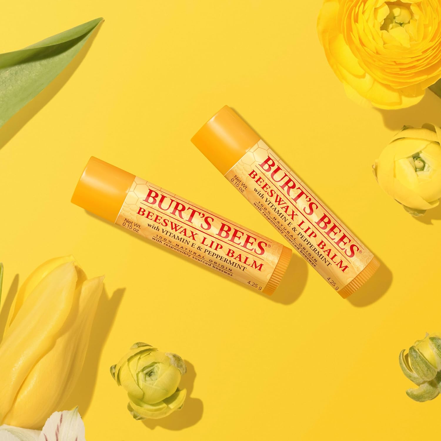 Burt's Bees Beeswax Lip Balm 12-Pack – Clean Beauty Daily Lip Care Ritual for Bathroom Vanity and Purse