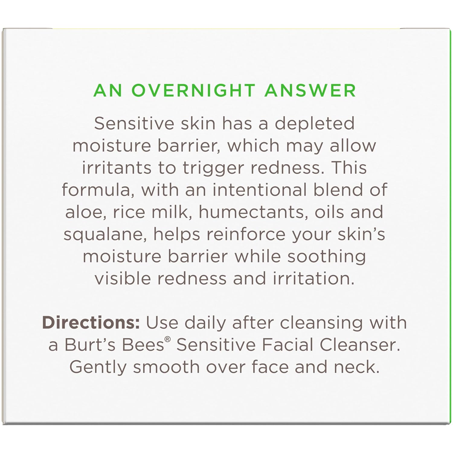 Burt's Bees Calming Night Cream Gift Set – Sensitive Skin Moisturizer with Aloe and Rice Milk, Thoughtful Birthday Present for Her