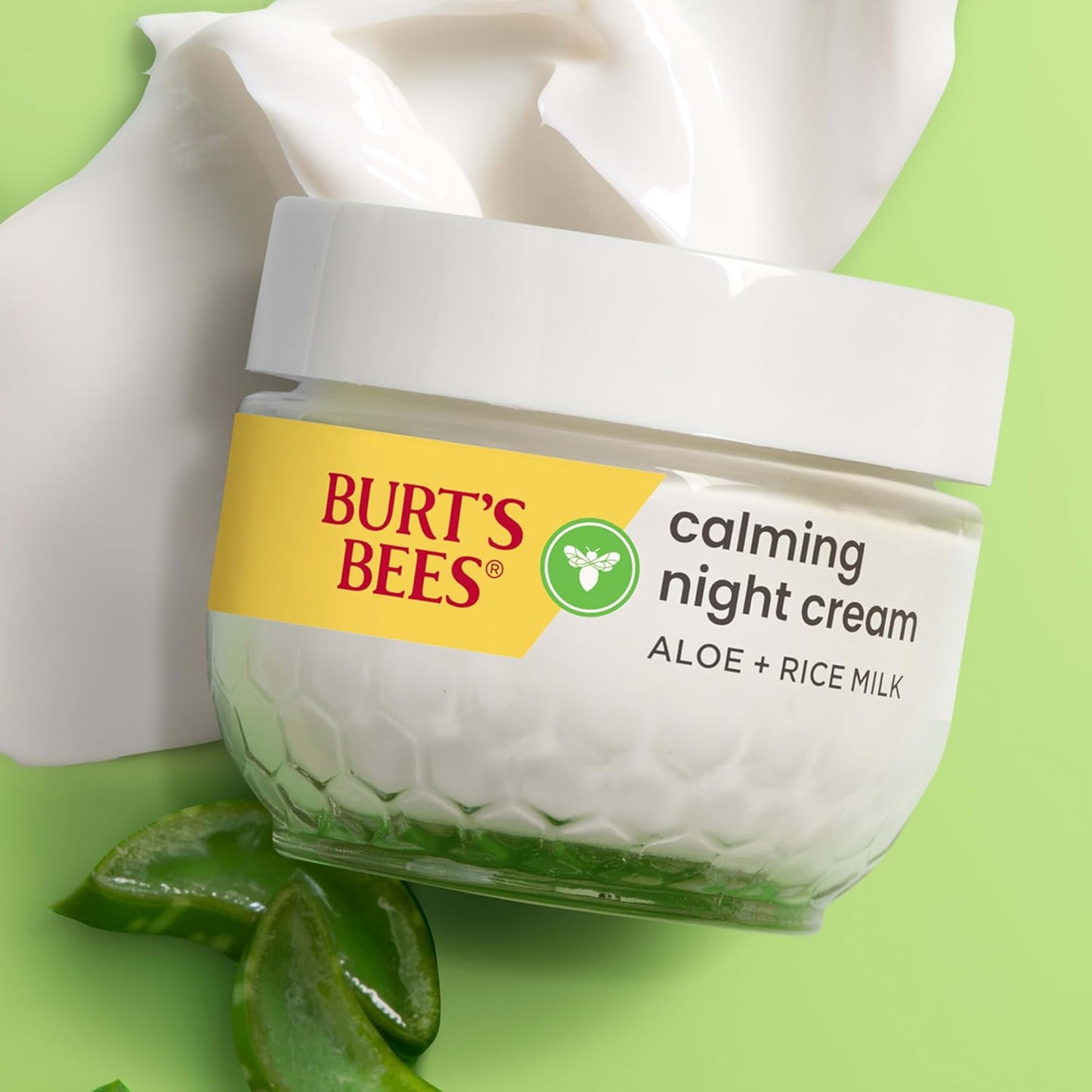 Burt's Bees Calming Night Cream Gift Set – Sensitive Skin Moisturizer with Aloe and Rice Milk, Thoughtful Birthday Present for Her