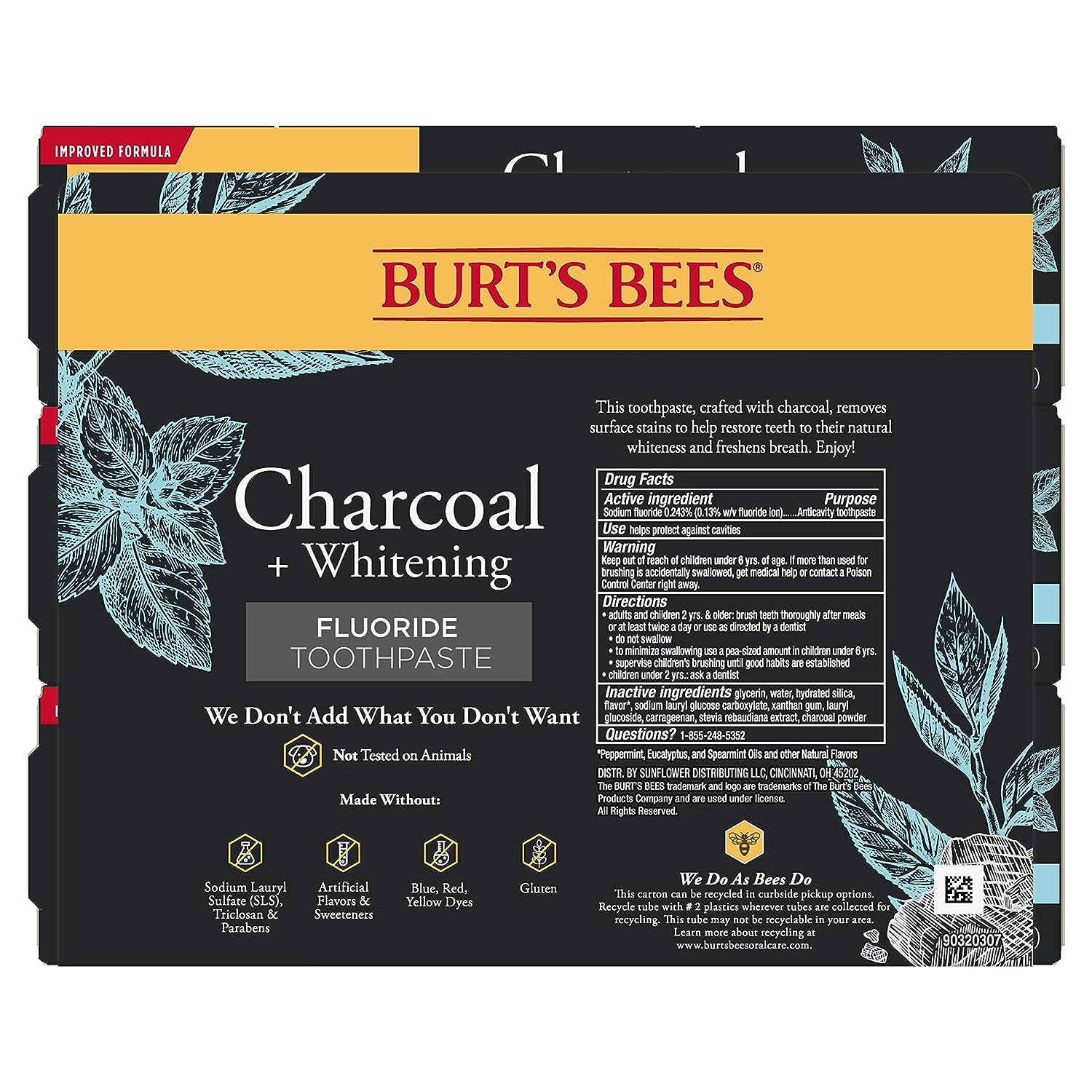 Burt's Bees Charcoal Toothpaste 3-Pack – Mindful Natural Oral Care for Home Bathrooms