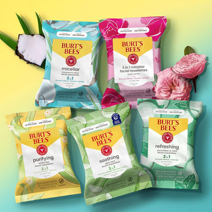 Burt's Bees Cucumber & Mint Face Wipes – Calming Nightly Skincare Ritual for Sensitive Skin
