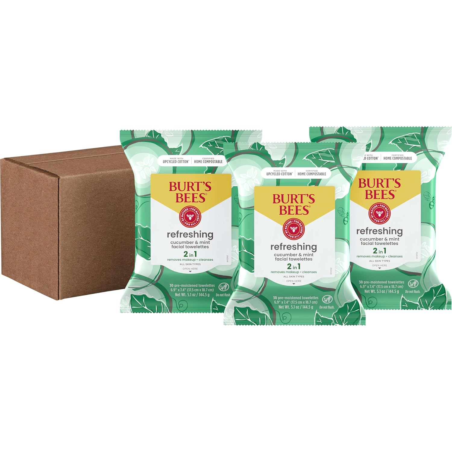 Burt's Bees Cucumber & Mint Face Wipes – Calming Nightly Skincare Ritual for Sensitive Skin