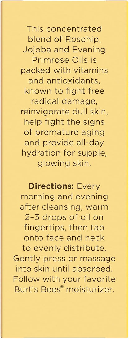 Burt's Bees Gua Sha Face Oil with Rosehip – Nightly Anti-Aging Facial Massage Ritual for Women 40+