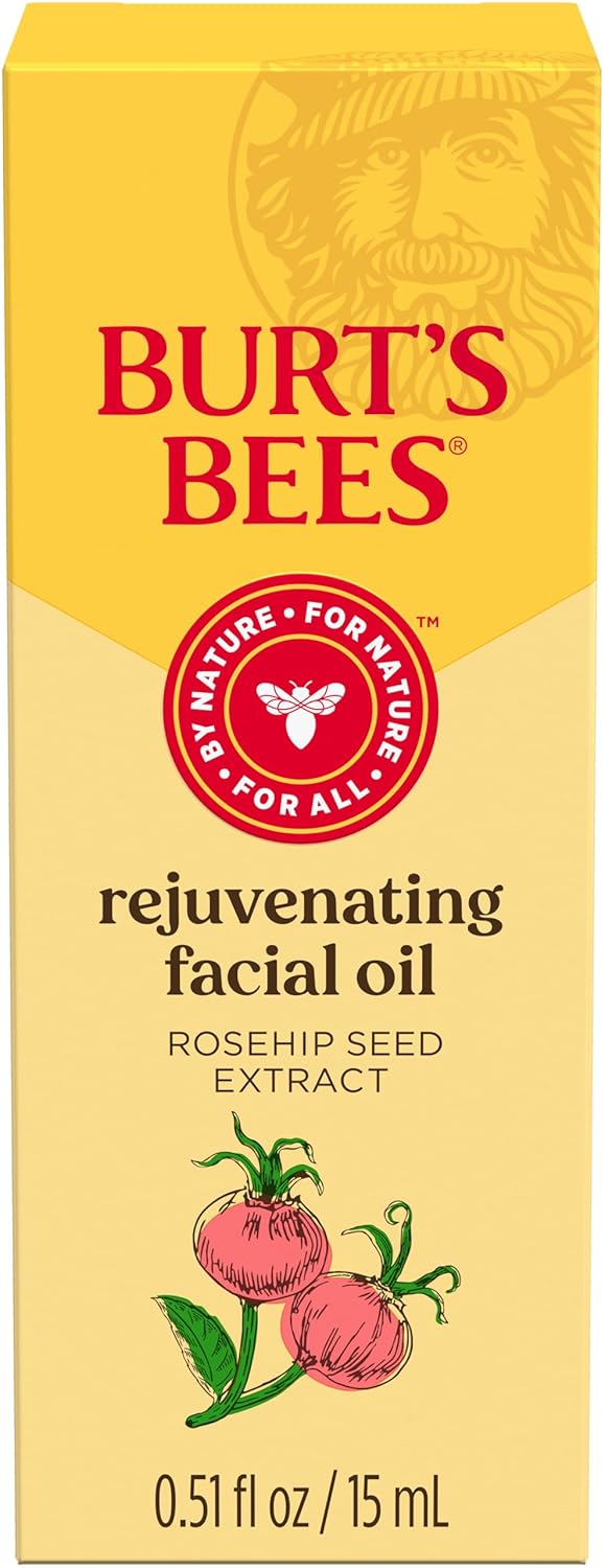 Burt's Bees Gua Sha Face Oil with Rosehip – Nightly Anti-Aging Facial Massage Ritual for Women 40+