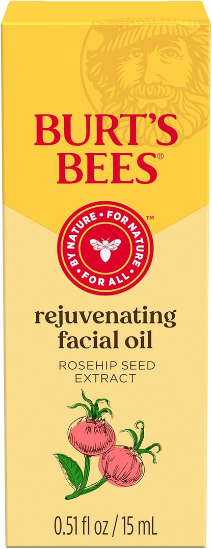 Burt's Bees Gua Sha Face Oil with Rosehip – Nightly Anti-Aging Facial Massage Ritual for Women 40+