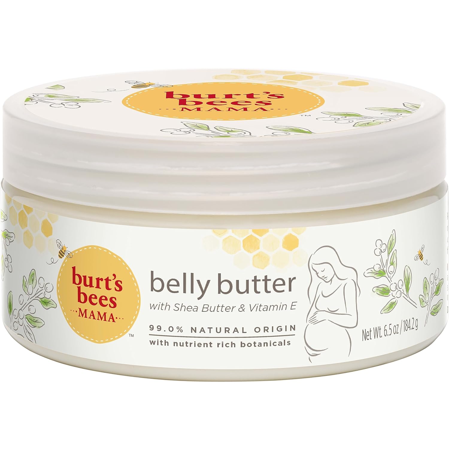 Burt's Bees Mama Belly Butter – Family Friendly Pregnancy Skin Care for the Nursery Routine, 6.5 oz Tub