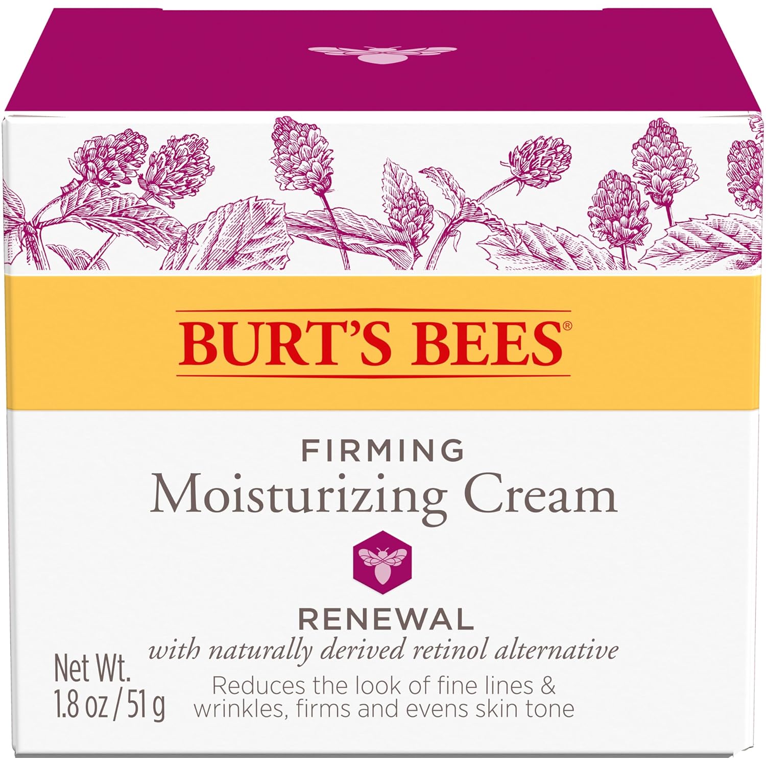 Burt's Bees Renewal Firming Face Cream – Mindful Nighttime Skincare Ritual for Sensitive Skin, Fragrance-Free Night Cream