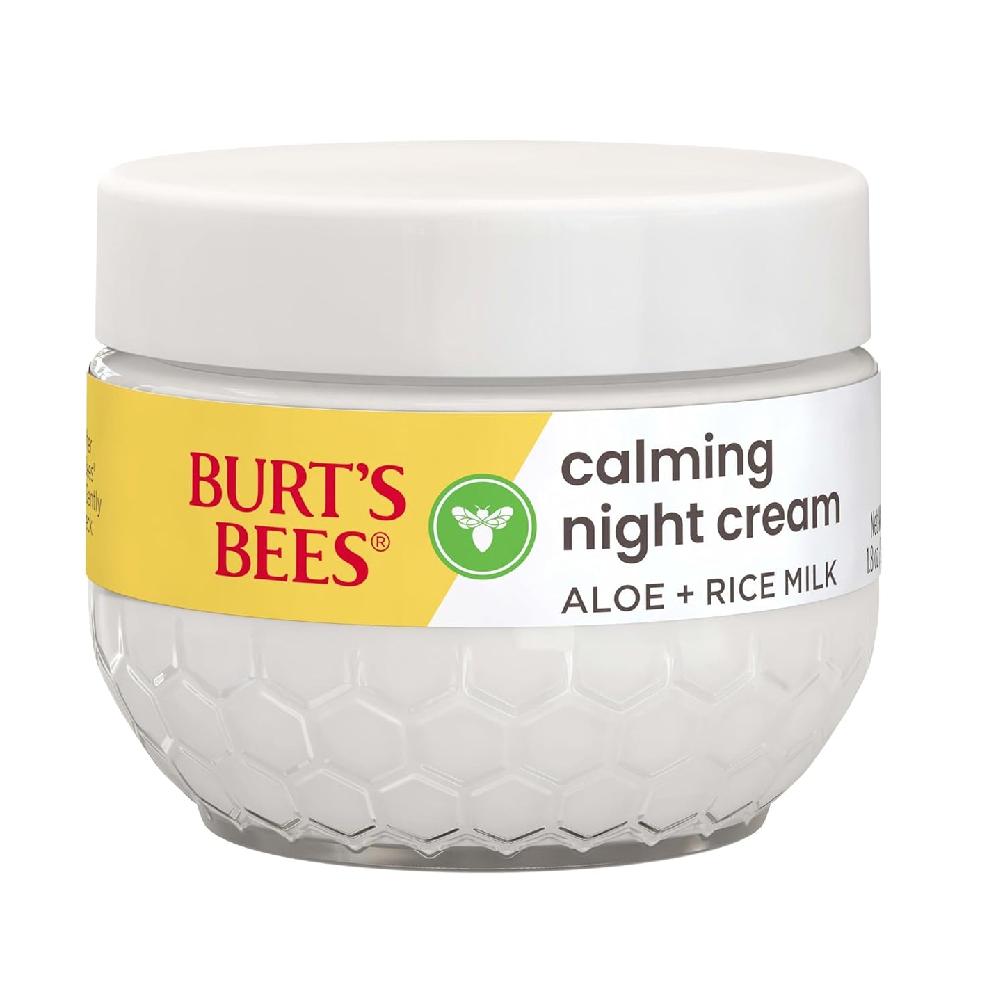 Burt's Bees Sensitive Skin Calming Night Cream – Fragrance-Free Aloe and Rice Milk PM Moisturizer for a Mindful Bedtime Skincare Ritual