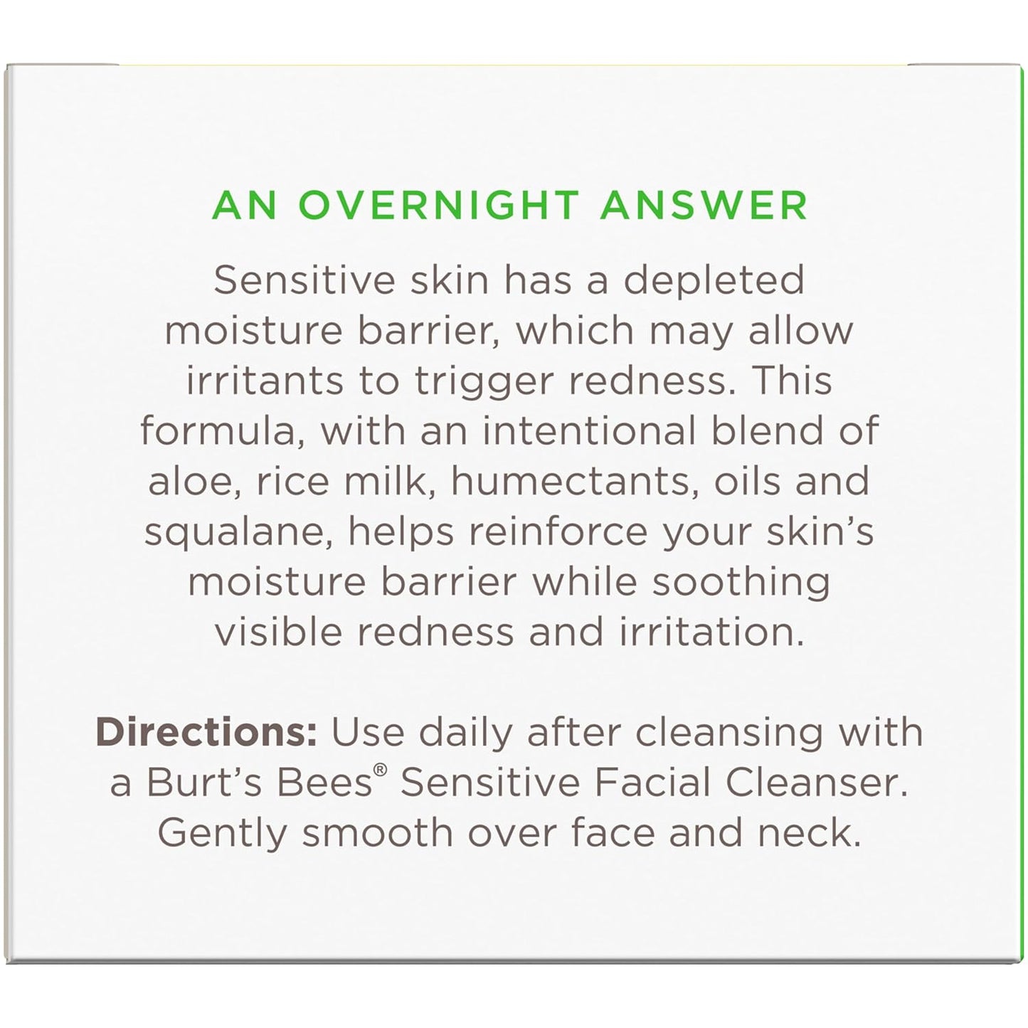 Burt's Bees Sensitive Skin Calming Night Cream – Fragrance-Free Aloe and Rice Milk PM Moisturizer for a Mindful Bedtime Skincare Ritual