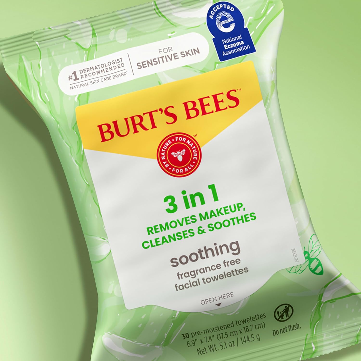 Burt's Bees Sensitive Skin Facial Wipes – Fragrance-Free Aloe Nightly Cleansing Ritual for the Bedside