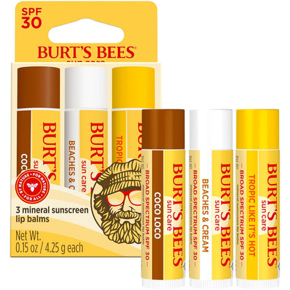 Burt's Bees SPF 30 Lip Balm Island Getaway – Water-Resistant Sun Protection for Beach Days and Pool Lounging