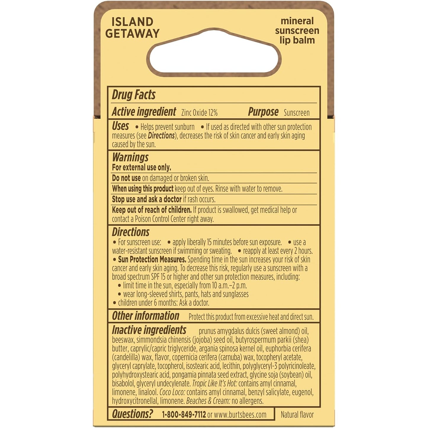 Burt's Bees SPF 30 Lip Balm Island Getaway – Water-Resistant Sun Protection for Beach Days and Pool Lounging