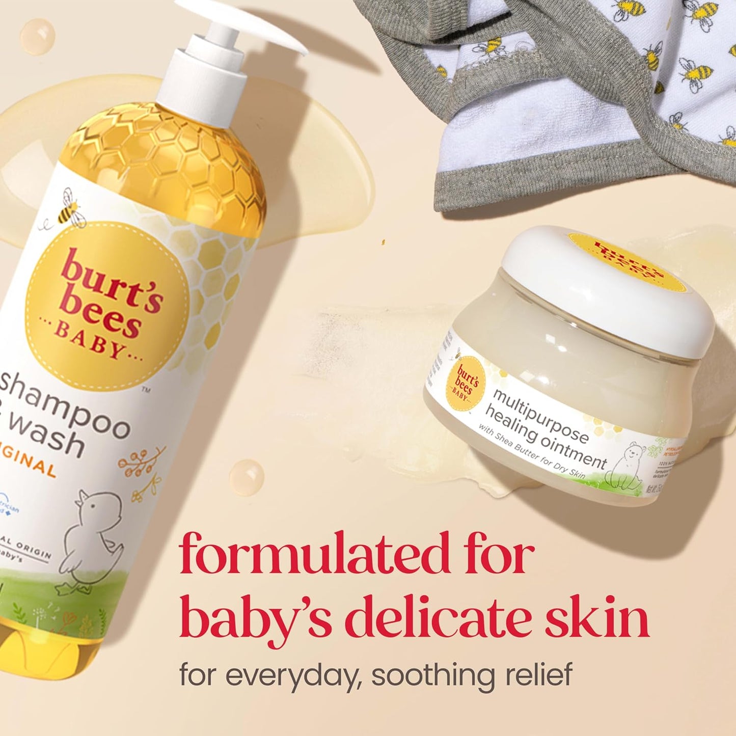 Burt's Bees Tear-Free Baby Wash – Plant-Based Moisturizing Shampoo for Soothing Self-Care, 21 oz