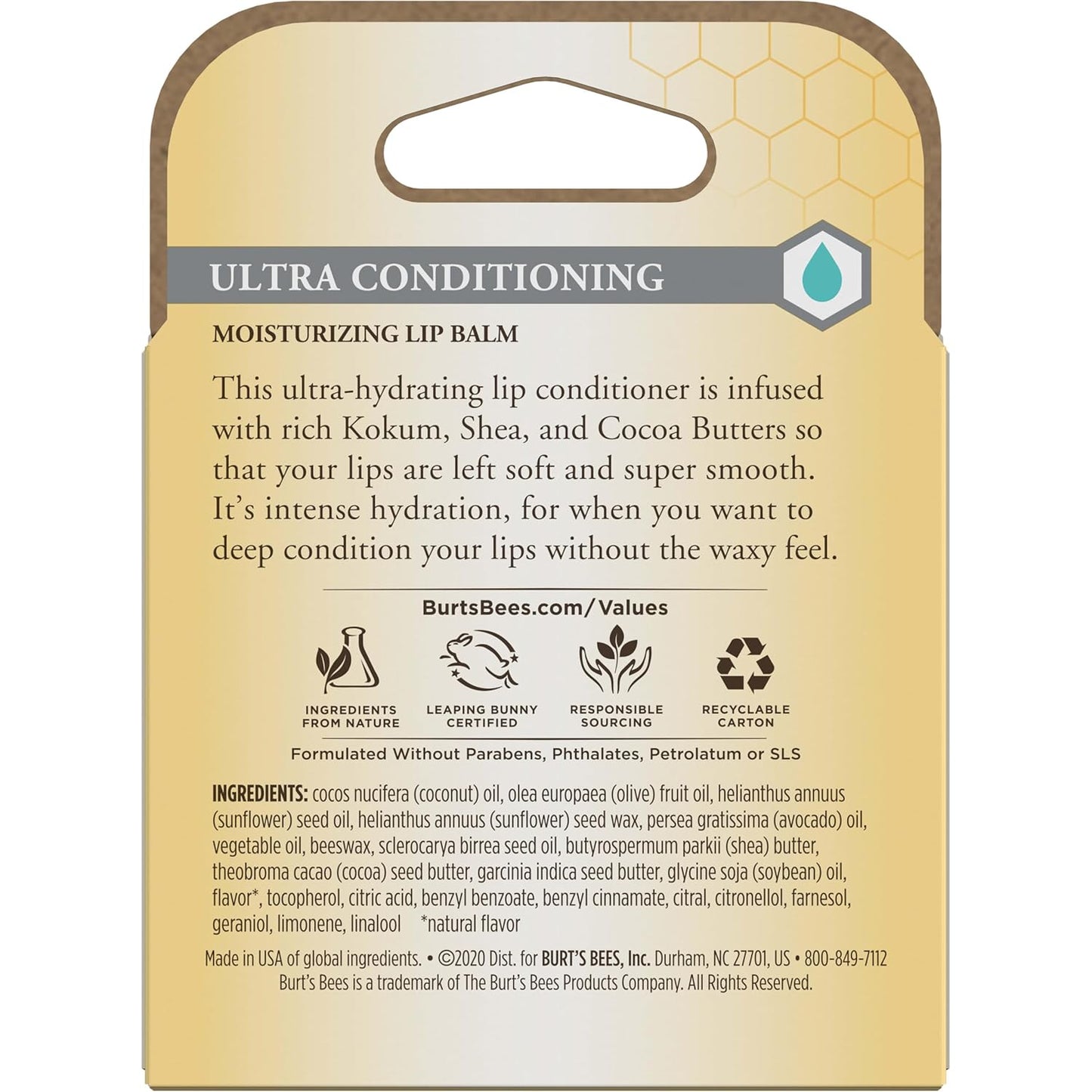Burt's Bees Ultra Conditioning Lip Balm – Natural Nightstand Ritual for Mindful Self-Care, 4 Pack