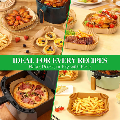 BYKITCHEN 8in Square Disposable Air Fryer Liners 300PCS – Thoughtful Housewarming Gift for New Homeowners, Parchment Paper for 5-8 QT Fryers
