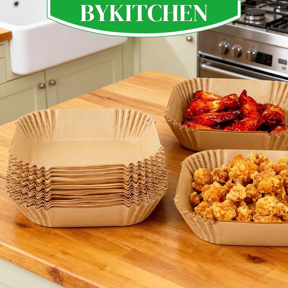 BYKITCHEN 8in Square Disposable Air Fryer Liners 300PCS – Thoughtful Housewarming Gift for New Homeowners, Parchment Paper for 5-8 QT Fryers