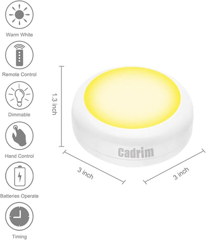 Cadrim Puck Lights - Child Safe Battery Nightlight for Nursery, Playroom, and Bathroom Trips