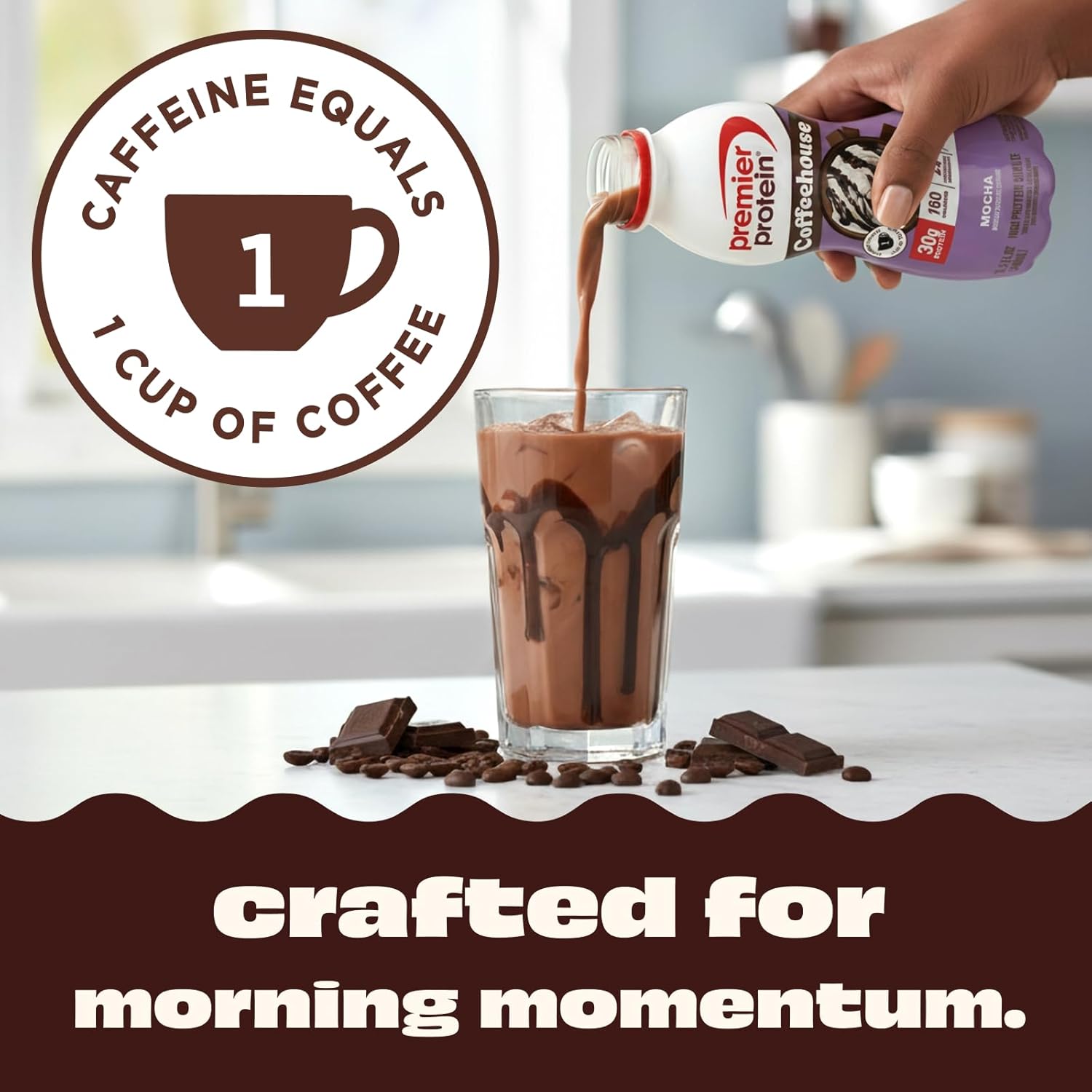 caffeine content equivalent to 1 cup of coffee per serving