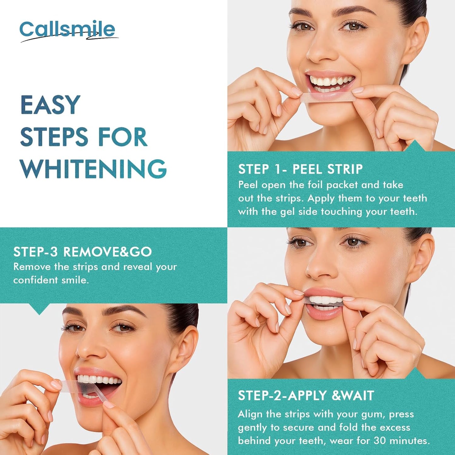 CALLSMILE Gentle Whitening Strips – Mindful Self-Care Upgrade for Sensitive Teeth and Stain Removal in 30 Minutes a Day