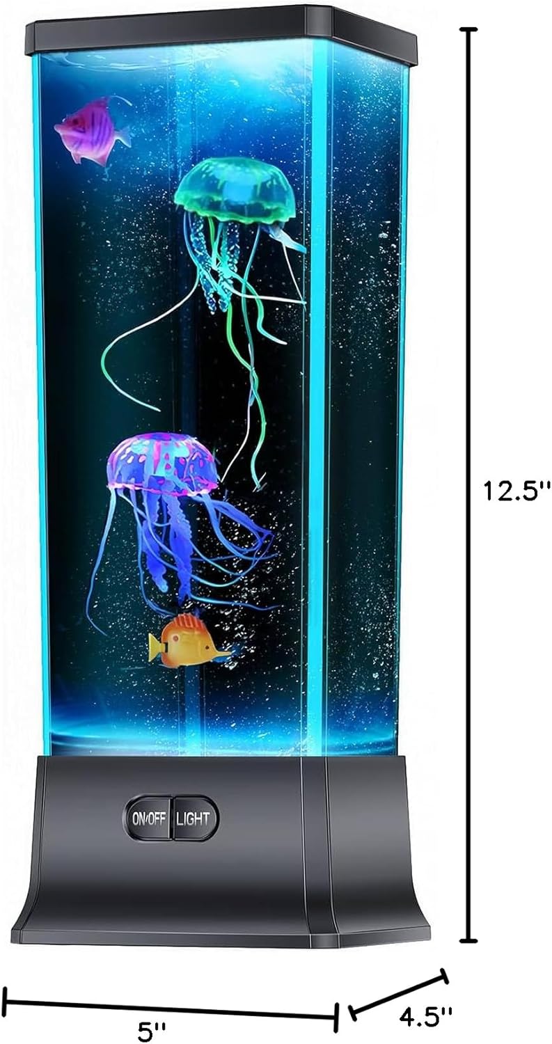 CALOVER Faux Jellyfish Tank – Child-Friendly Nursery Decor, Waterproof and Whisper-Quiet Aquarium Light