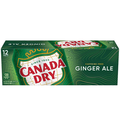 Canada Dry Ginger Ale Soda – Caffeine-Free Calm Drink for Evening Wind-Down, 12 fl oz Cans 12 Pack