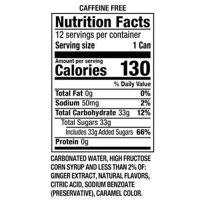 Canada Dry Ginger Ale Soda – Caffeine-Free Calm Drink for Evening Wind-Down, 12 fl oz Cans 12 Pack