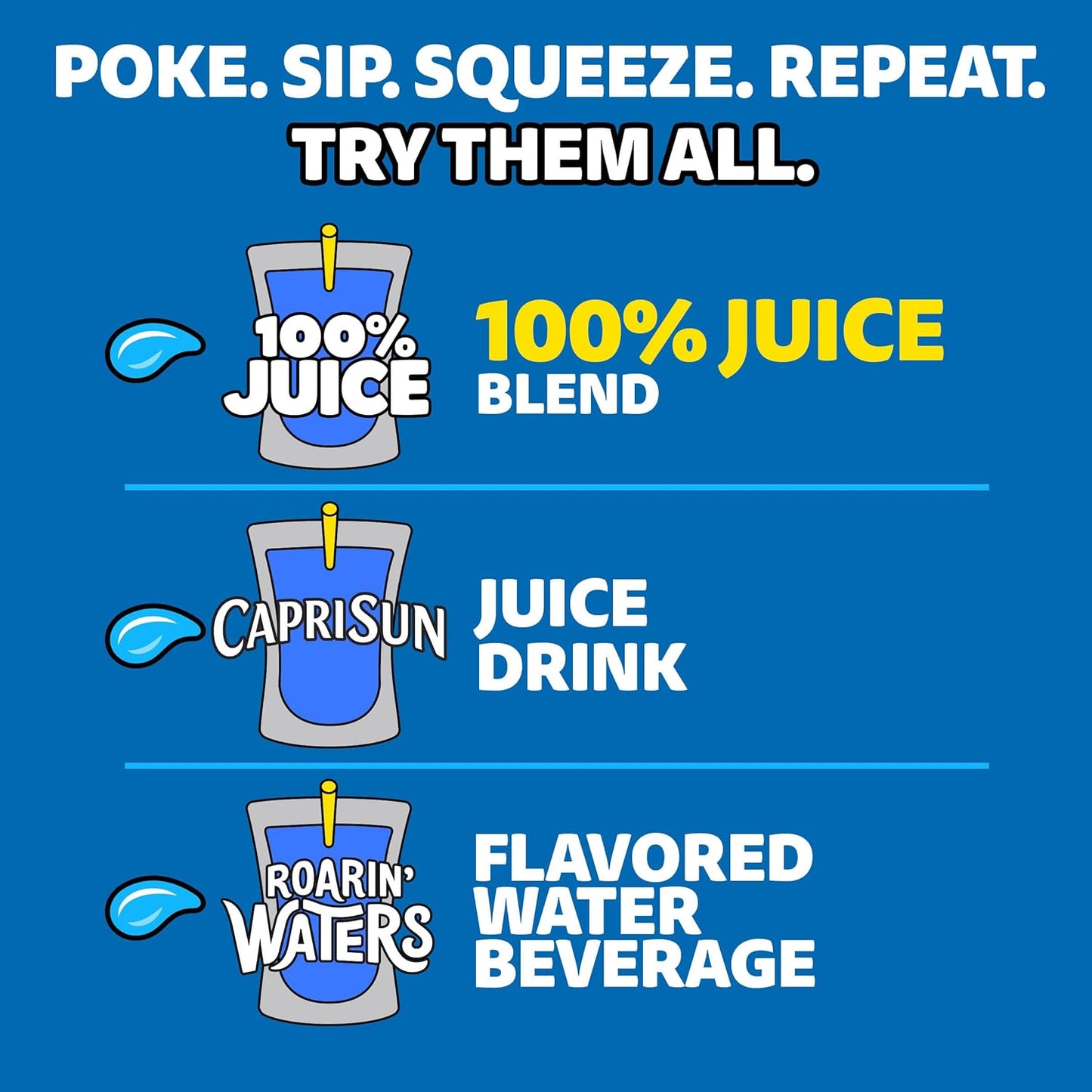 Capri Sun 100% Juice Variety Pack for Kids Lunch Boxes – 40 No-Added-Sugar Fruit Punch Pouches for School and Daycare