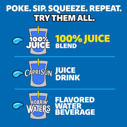 Capri Sun 100% Juice Variety Pack for Kids Lunch Boxes – 40 No-Added-Sugar Fruit Punch Pouches for School and Daycare