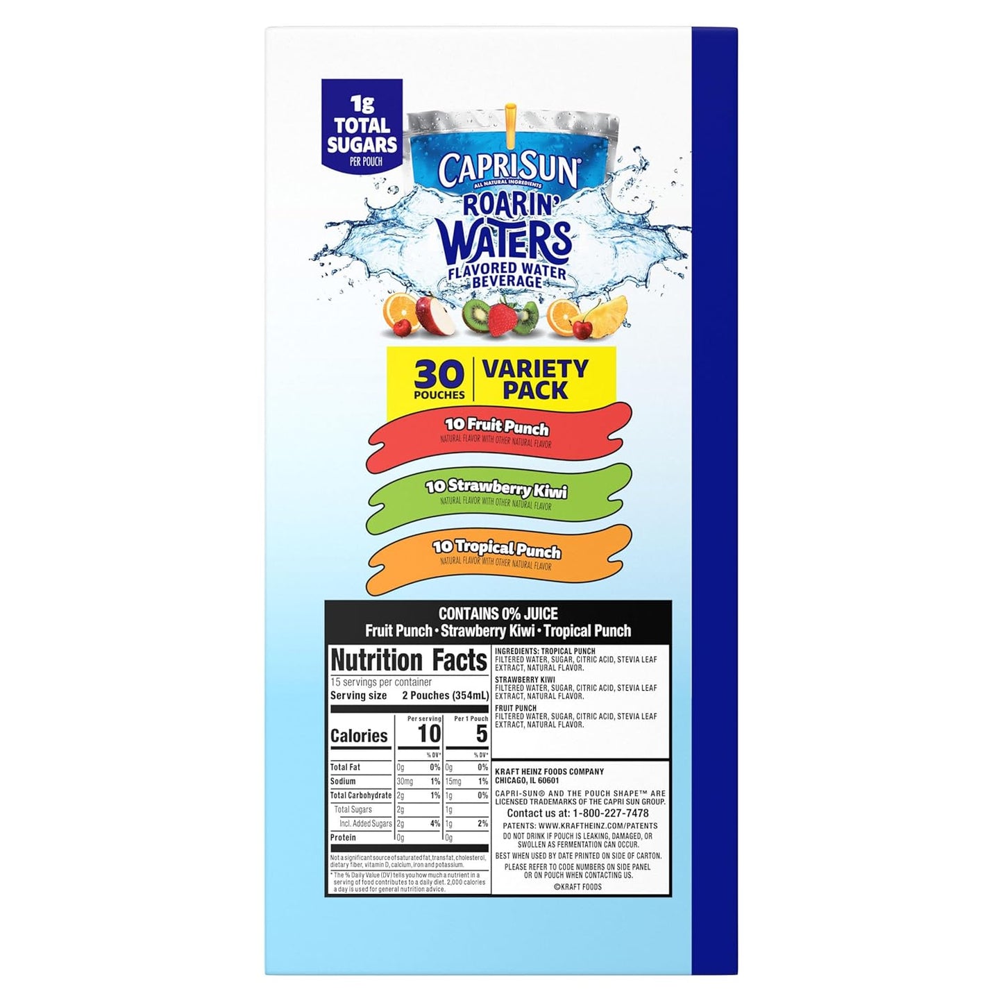 Capri Sun Roarin' Waters Variety Pack – Hydration for School Lunchboxes and After-School Snack Time, 30 ct Box